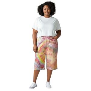 Choices Plus Size 3X Capri Pants Handmade Tie Dye Linen Lined Spiral Hippie 1482
